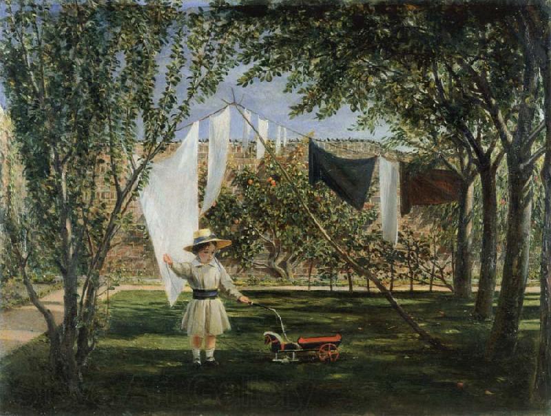 Charles Robert Leslie Child in a Garden with His Little Horse and Cart Norge oil painting art